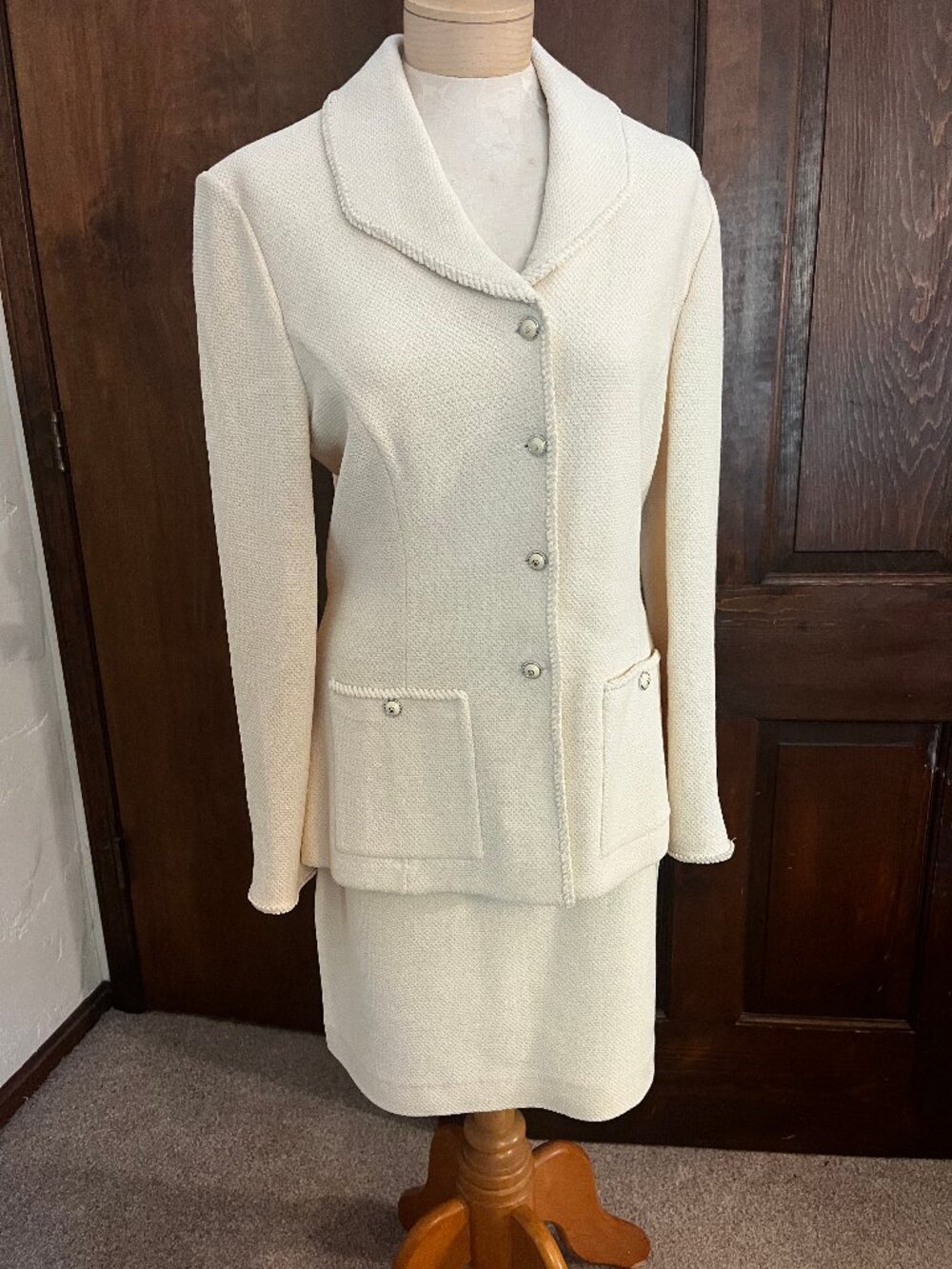 Vintage St. John by Marie Gray Two Piece Knit Skirt Suit Size 10